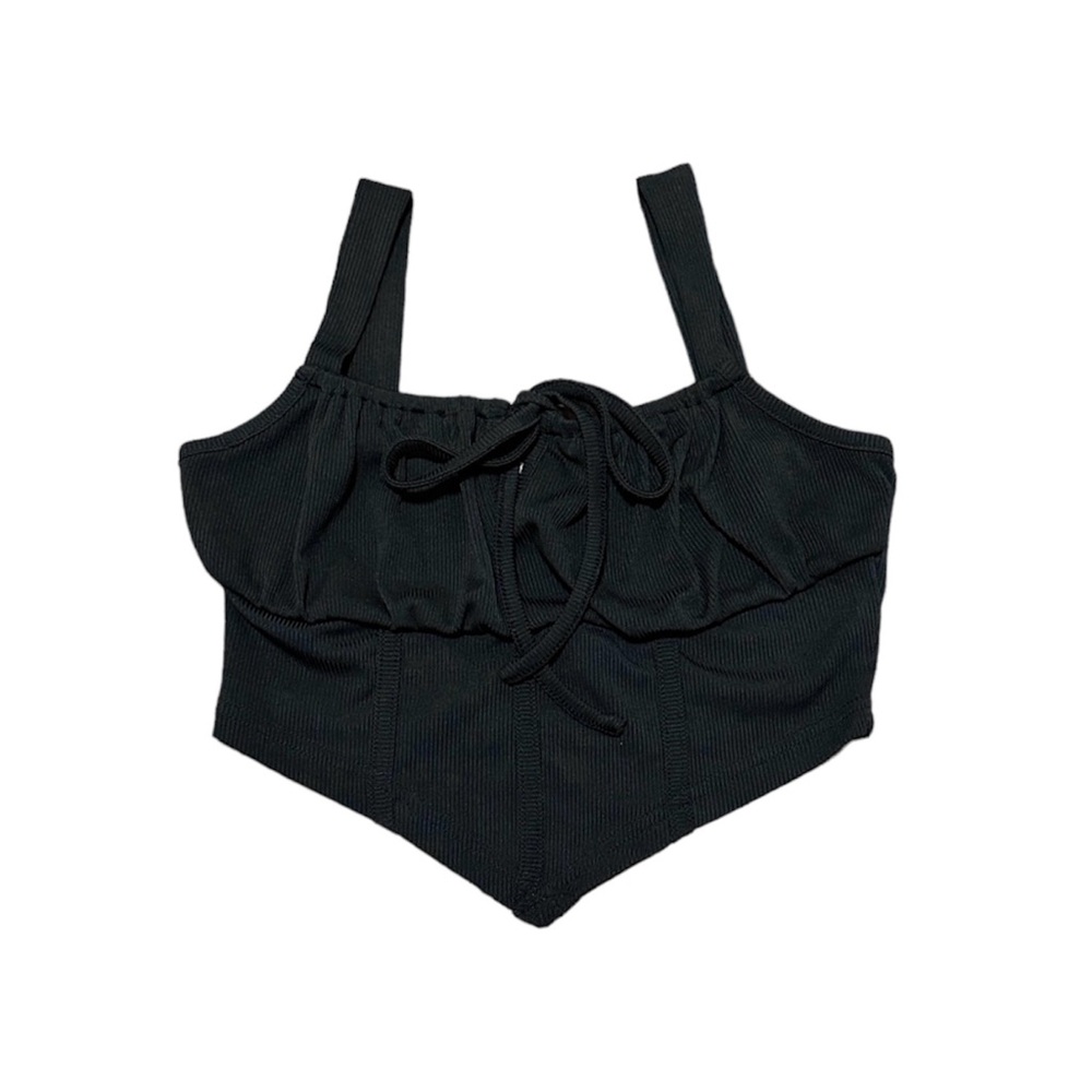 black tie-front crop tank